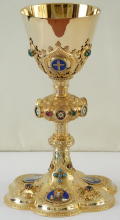 Solid silver gilt antique French Gothic Chalice.
